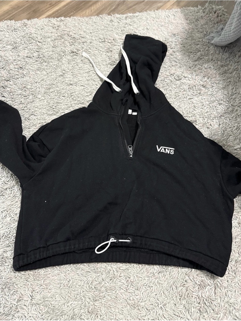 Vans Black Hoodie with White Drawstrings